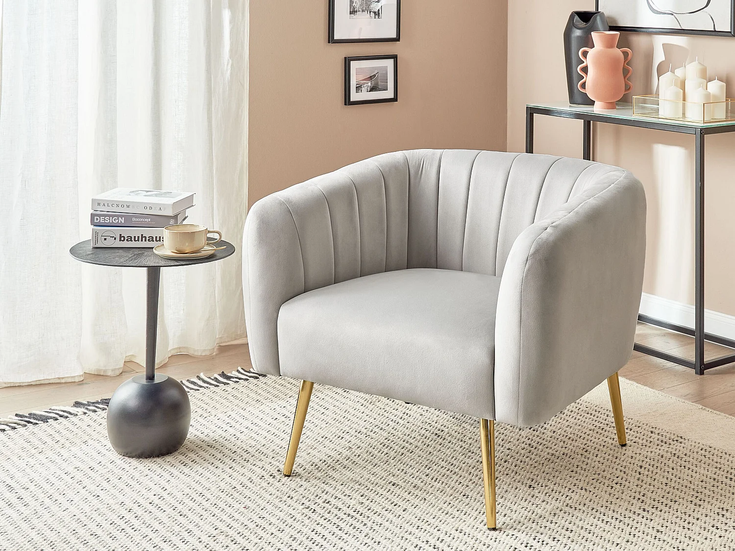 Lot de 2 Fauteuils Côtelé Scott 85cm Taupe