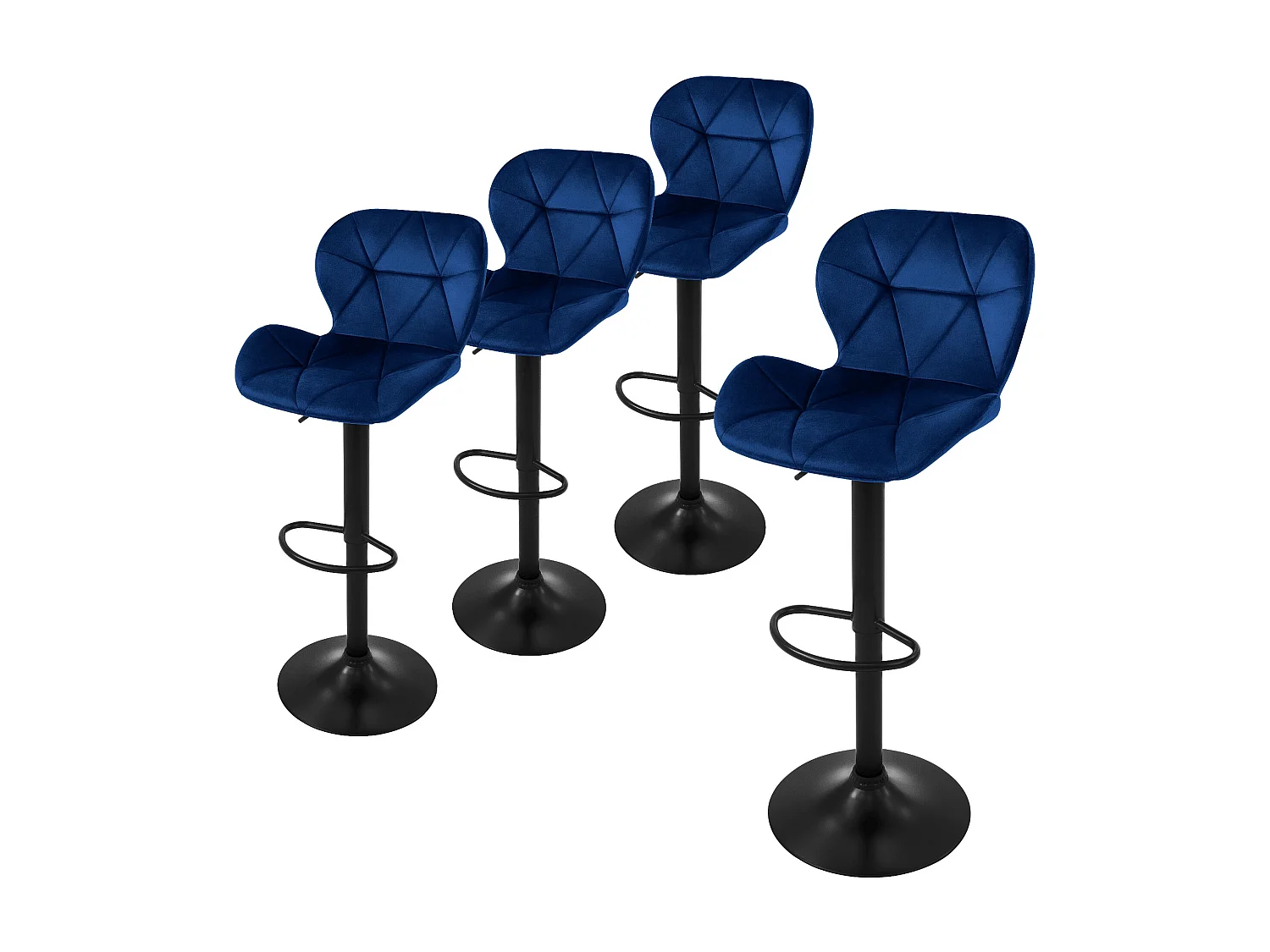 Lot de 2 Tabouret de Bar Scandinave,Chaise de Bar Velours avec Pieds en Bois Noir,Chaise Haute de Cuisine massif design Salon,Bleu - Maison