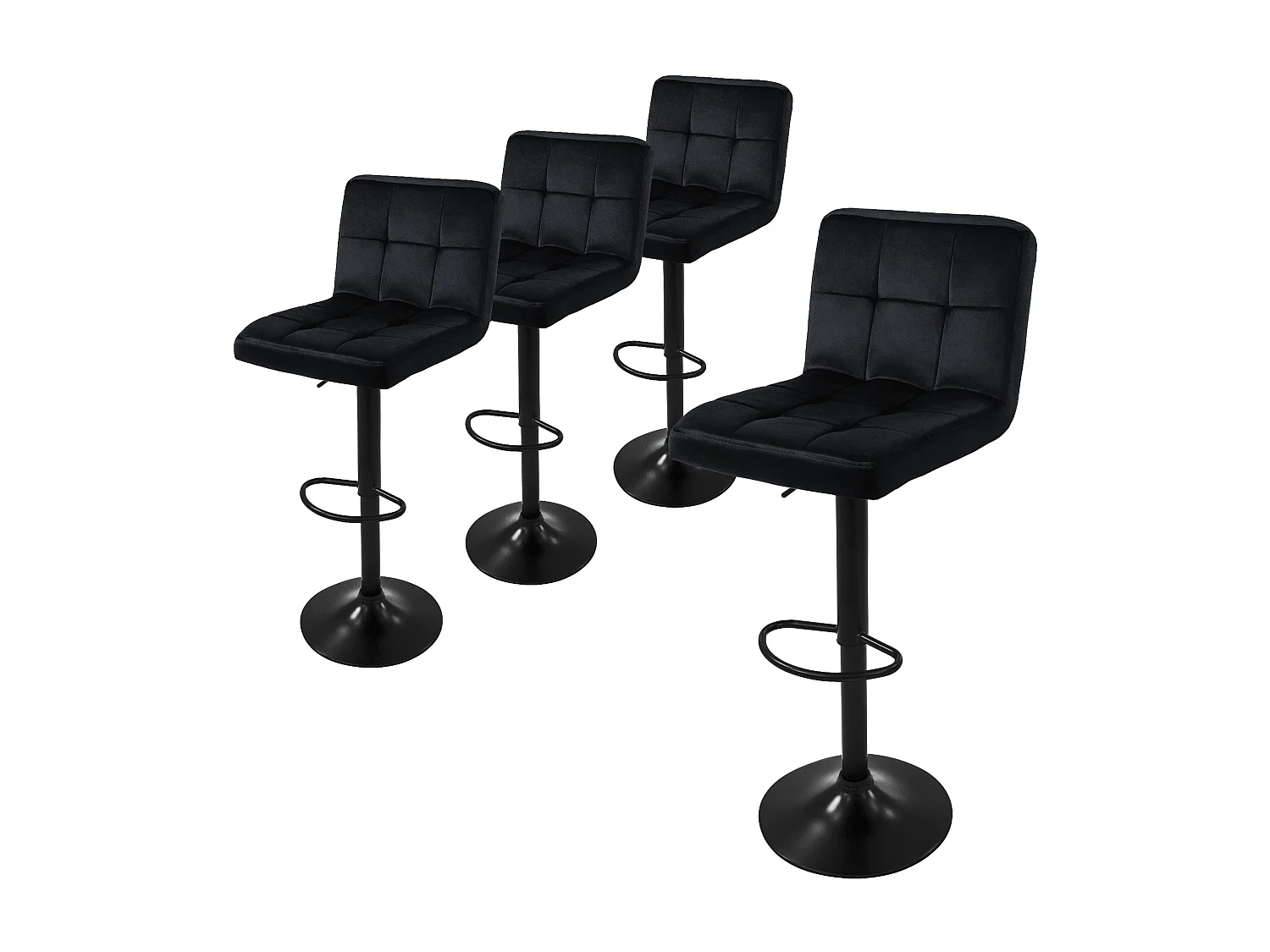 Lot De 4 Tabourets De Bar ML DESIGN Modern Liv - Réglables 59-79cm - Simili Marron - NEUF
