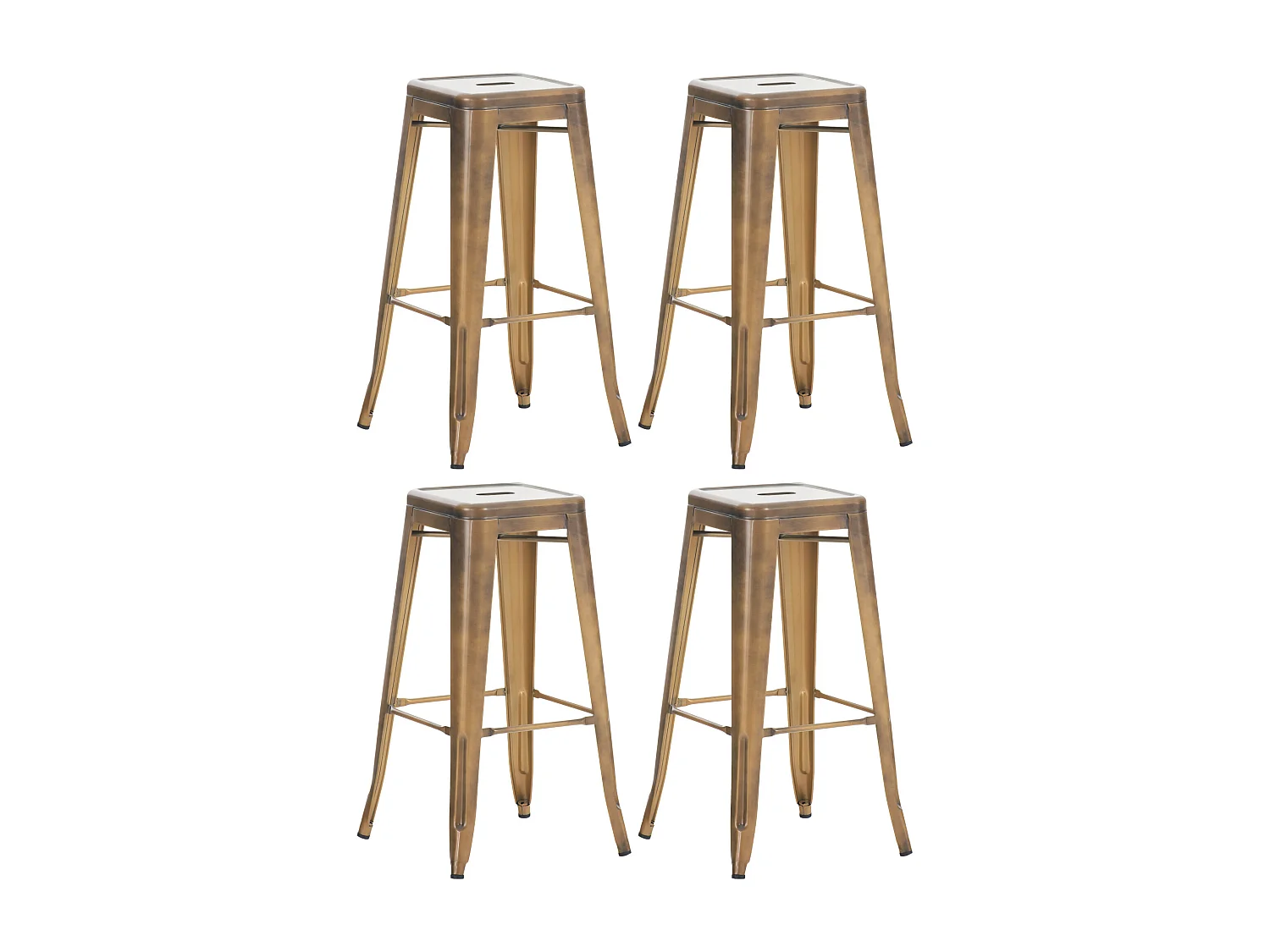 Lot De 4 Tabourets De Bar En Métal Empilables Joshua Argent - Tabouret