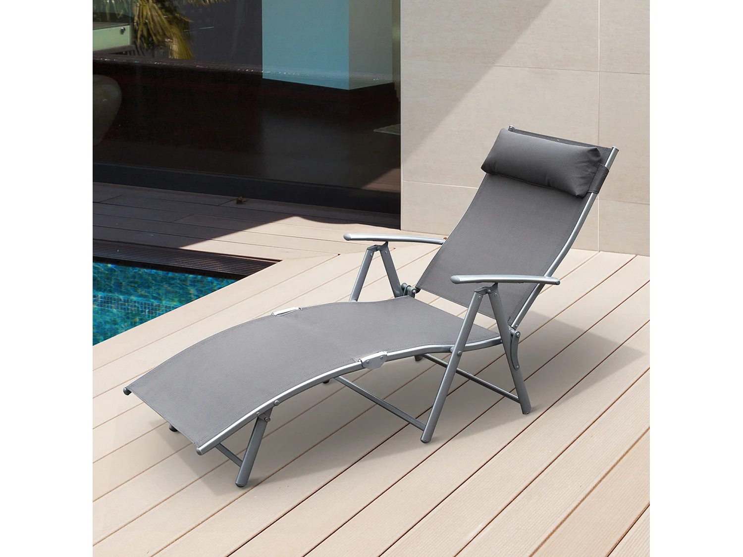 Chaise longue fauteuil berçant à bascule transat bain de soleil rocking