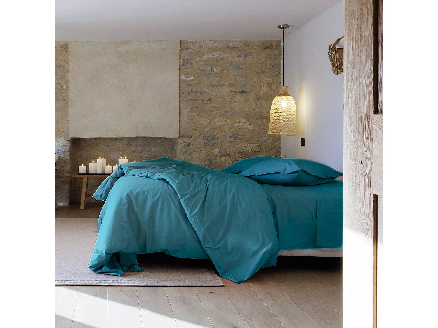 Parure de lit 280x240 cm 50x70 cm coton PÉNÉLOPE Beige Silice 3 pièces