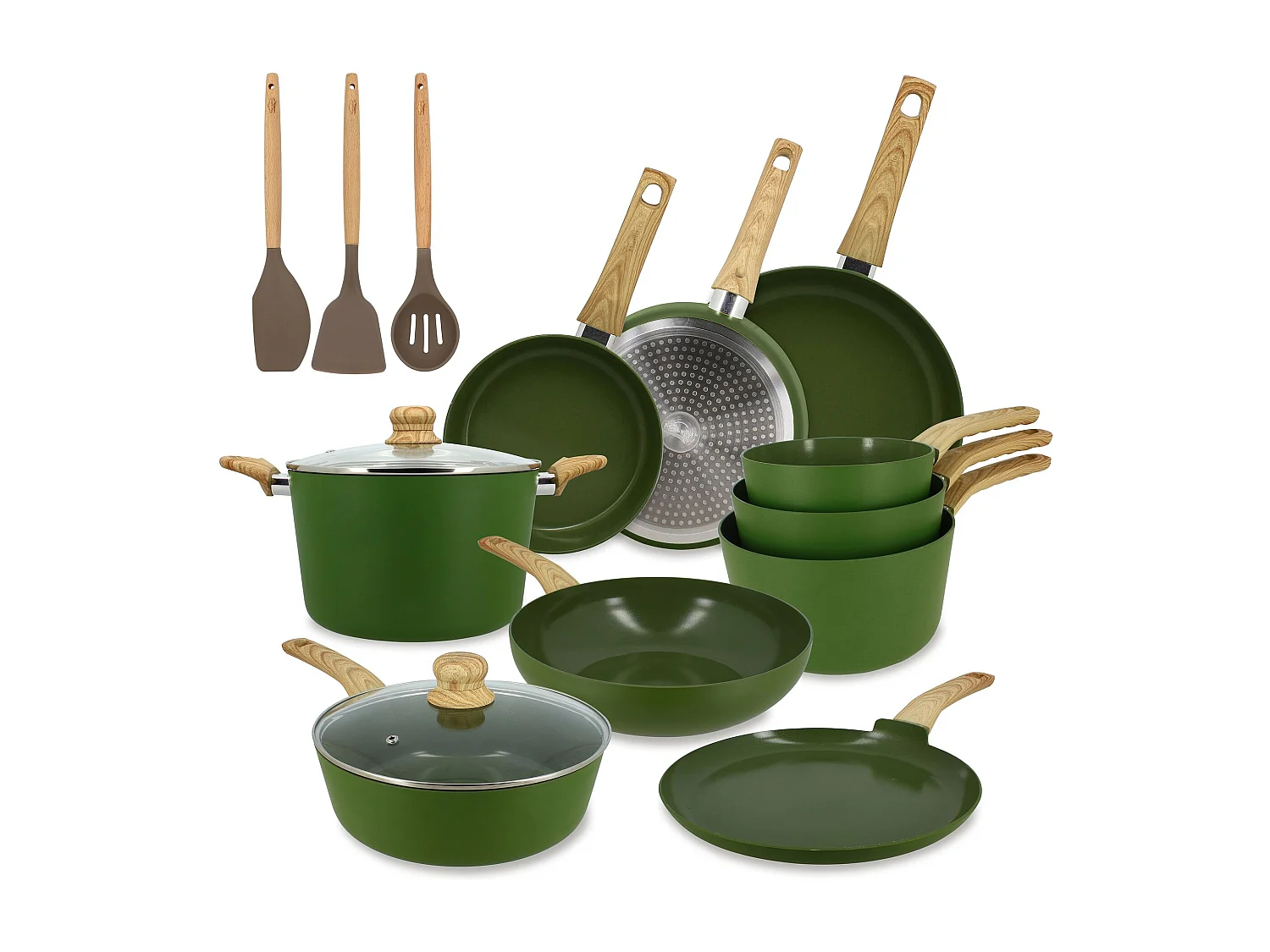 MNASTYL - Poêl 28cm Colorama Oliv - n Aluminium - Rvêtmnt Antiadhésif n Céramiqu au millur prix