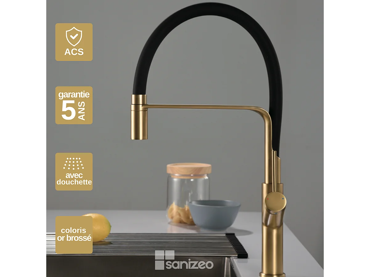 Robinets douche à main California 4 1/16 laiton HS 083 30K.25 BLK noir