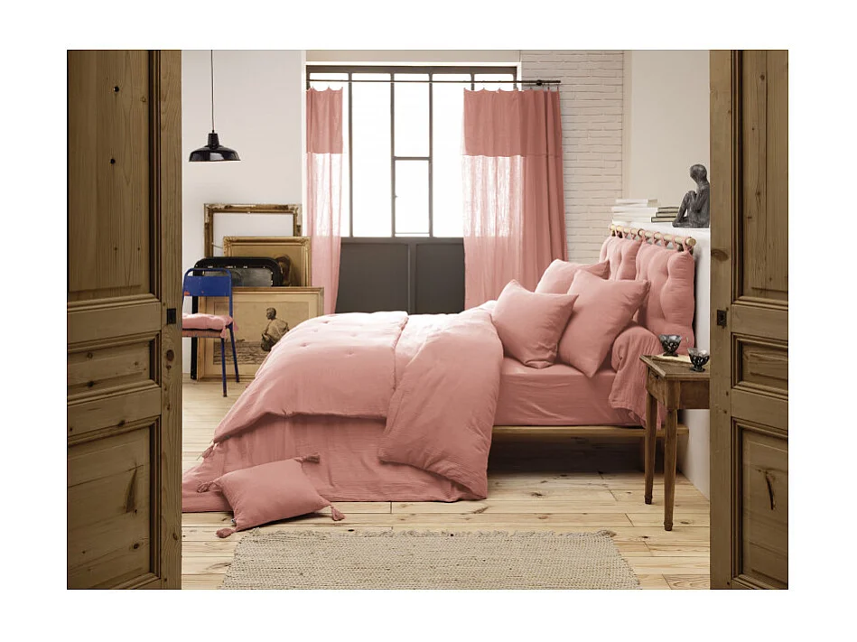 Drap Housse gaze de coton 160x200cm Gaia Nuage