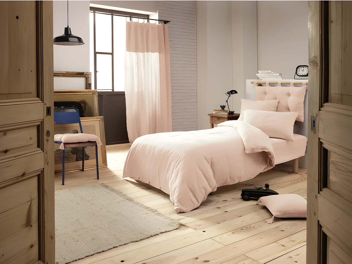 Housse de couette double gaze de coton 200 x 200 cm – GAÏA Rose Pêche - Maison