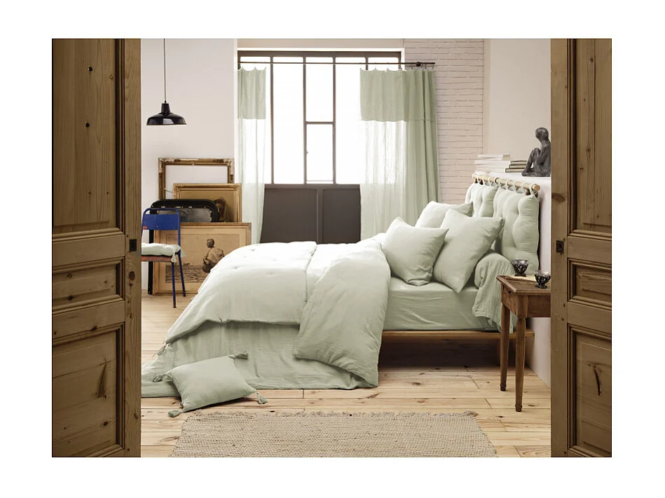 Housse de couette gaze de coton (200 x 200 cm) Gaïa vichy Noir - Linge