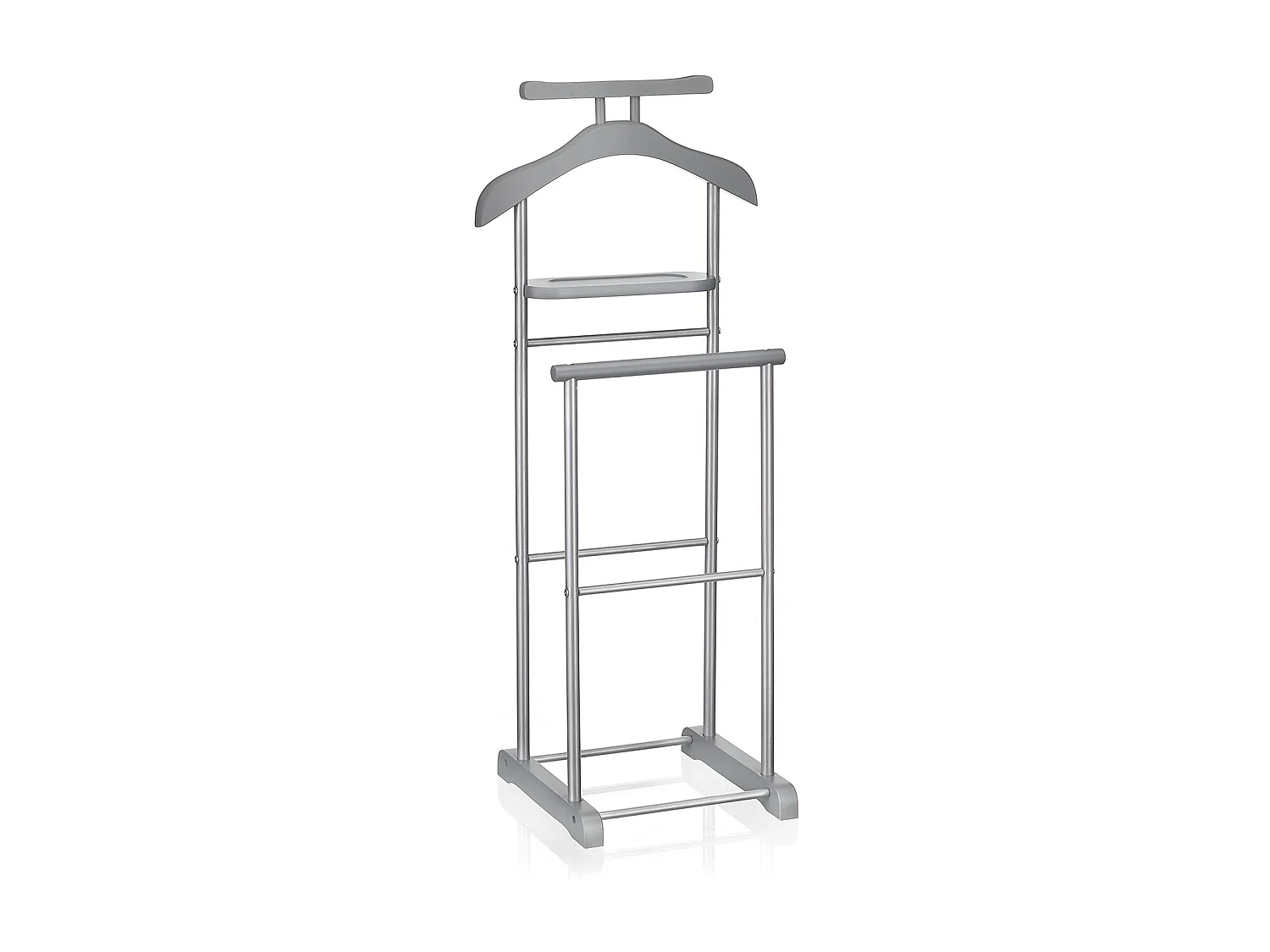 Valet De Chambre Relaxdays – Gris & Argenté, Cintre + Tringle Pantalon + Étagère, Design Moderne, Charge 10 Kg, H112 X L46 X P32 Cm