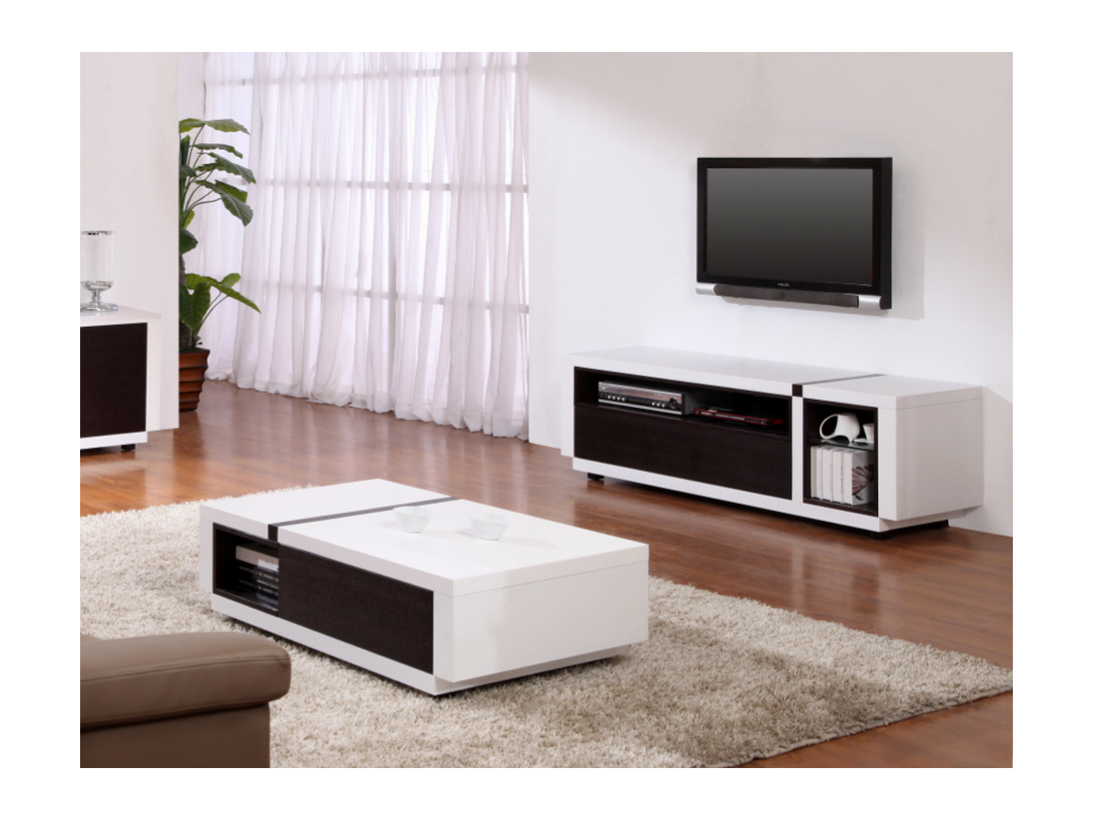 Meuble Tv Blanc Wenge : Pack Meuble Tv + Table Basse Providence – Mdf – Blanc Et Wengé – Leds Meuble Tv Blanc Wenge : Pack Meuble Tv + Table Basse Providence – Mdf – Blanc Et Wengé – Leds